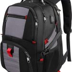 YOREPEK Travel Backpack, Extra Large 50L Laptop Backpacks for Men Women, Water Resistant College School Bookbag Airline Approved Business Work Bag with USB Charging Port Fits 17 Inch Computer, Black